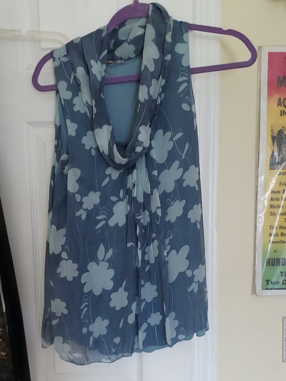 Womens Blue Silk Top Size L Made In Italy